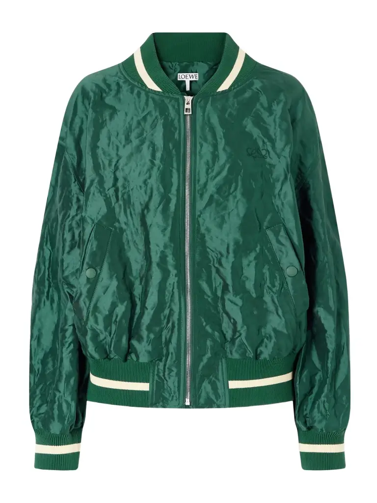 Loewe Anagram Crinkled Satin-twill Bomber Jacket