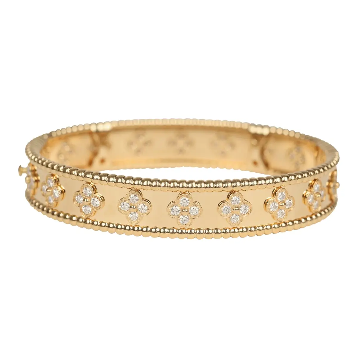Van Cleef & Arpels Pre-owned Van Cleef & Arpels Medium Perlee Diamond Bracelet 18K Yellow Gold Hardware
