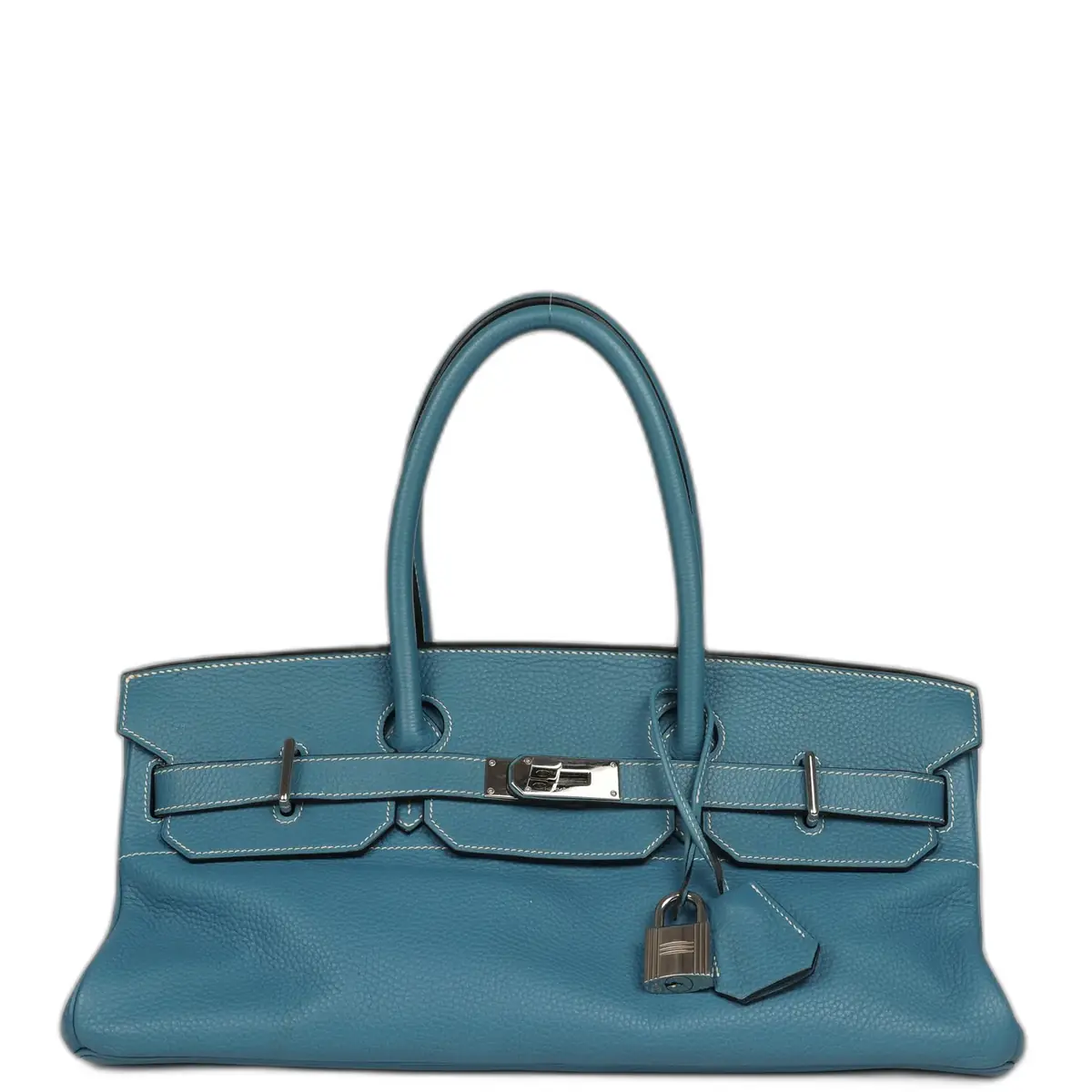 hermes Vintage Hermes Shoulder Birkin 42 JPG Blue Jean Clemence Palladium Hardware