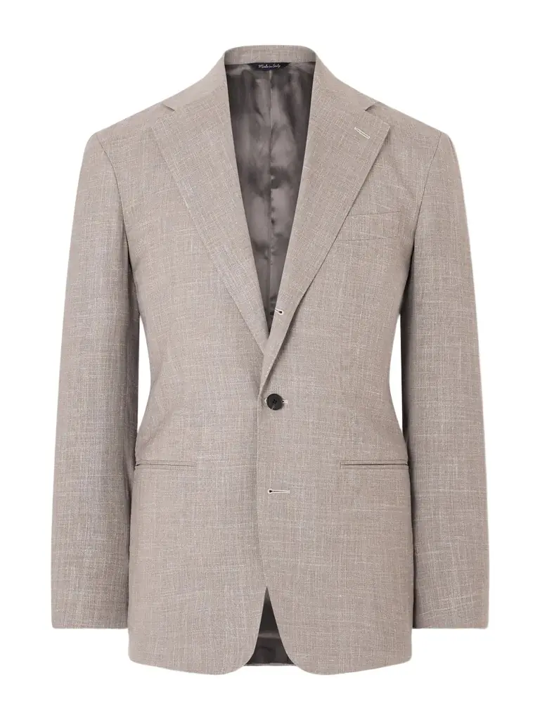 Saman Amel Slim-Fit Basketweave Wool, Silk and Linen-Blend Blazer - Men