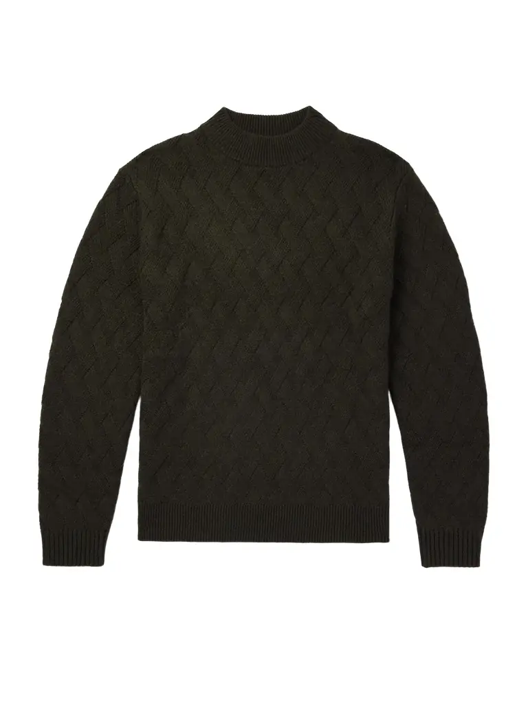 Allude Cable-Knit Wool and Cashmere-Blend Mock-Neck Sweater - Men