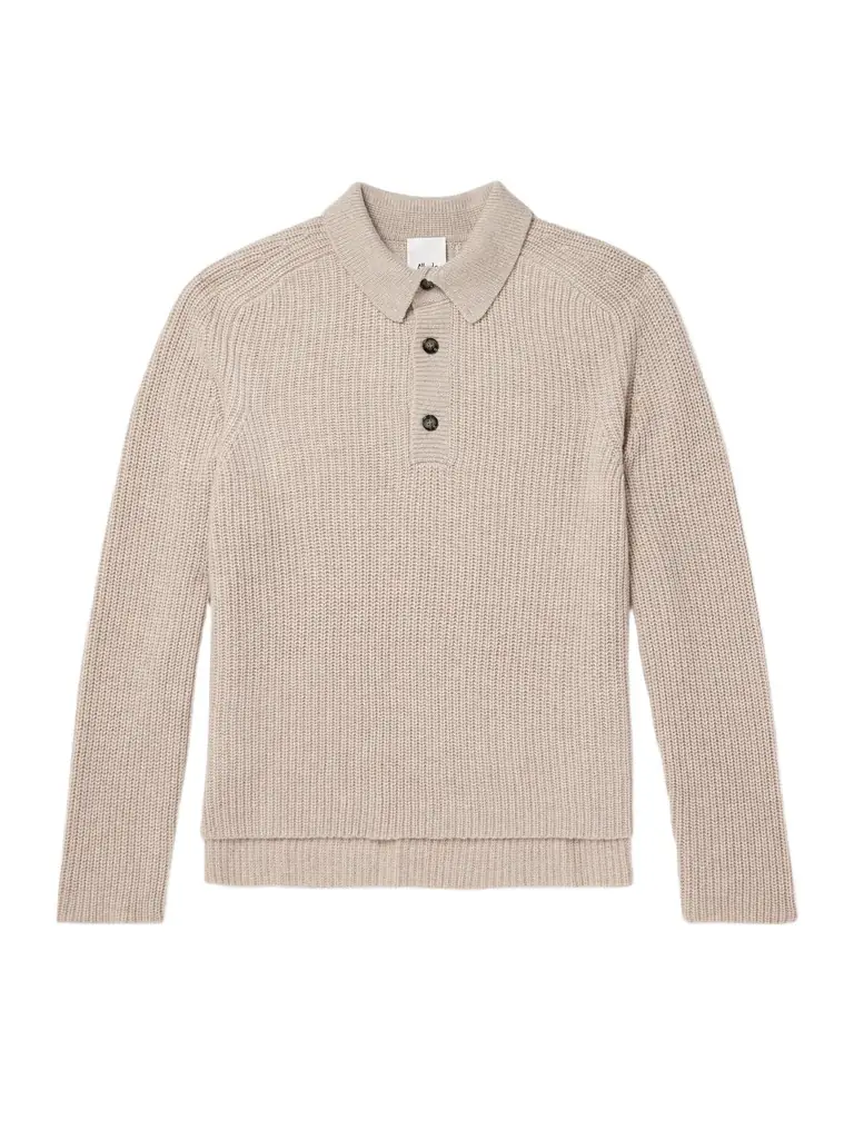 Allude Ribbed Virgin Wool and Cashmere-Blend Polo Sweater - Men