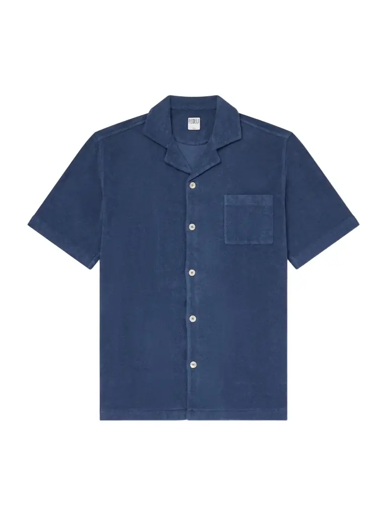 FEDELI Camp-Collar Cotton-Terry Shirt - Men