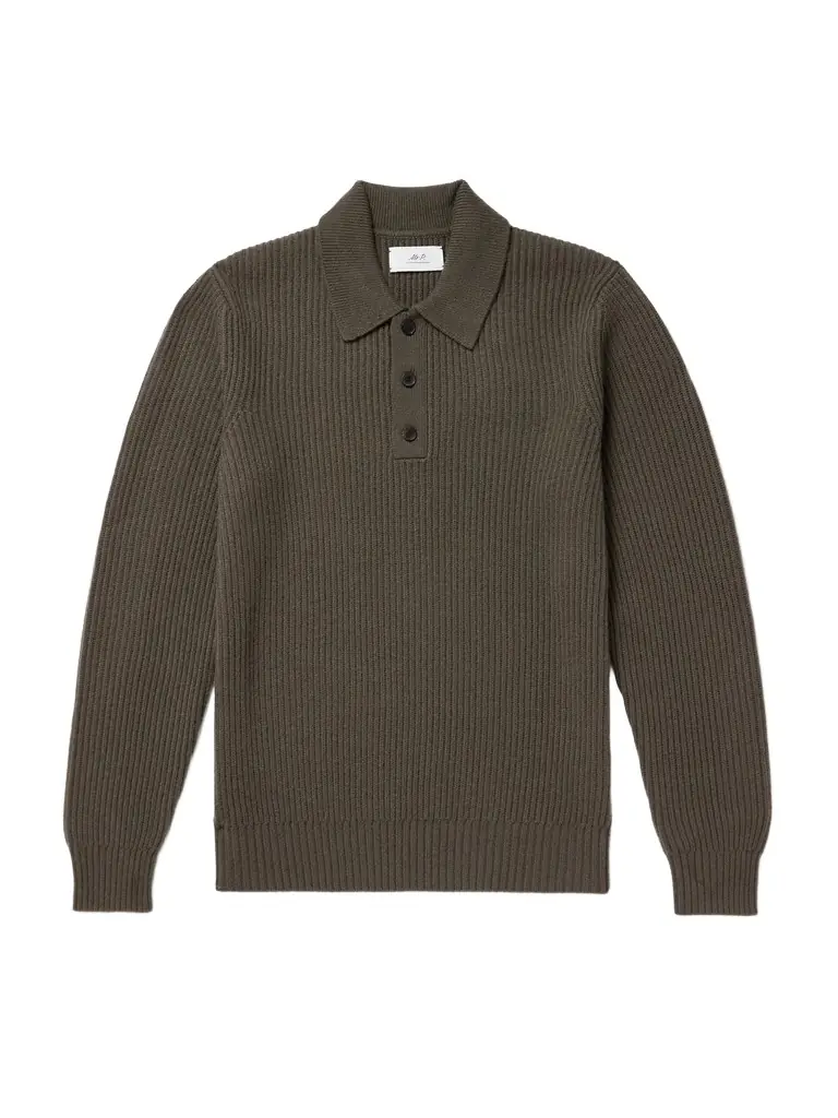 MR P. Ribbed Cashmere Polo Shirt - Men