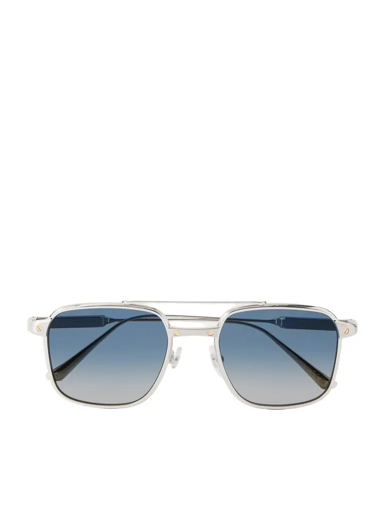 Cartier Eyewear Santos de Cartier Aviator-Style Silver-Tone Sunglasses - Men
