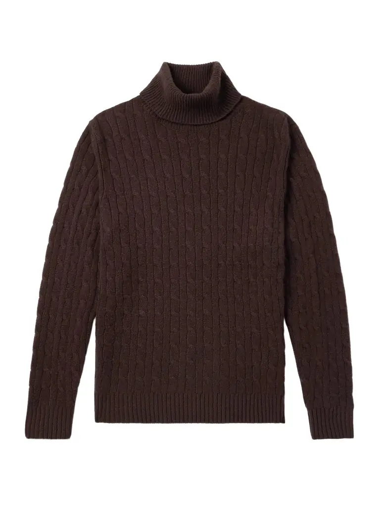 Allude Slim-Fit Cable-Knit Cashmere-Blend Rollneck Sweater - Men