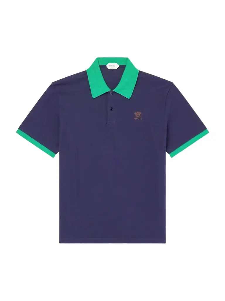 Versace Logo-Embroidered Cotton-Piqué Polo Shirt - Men