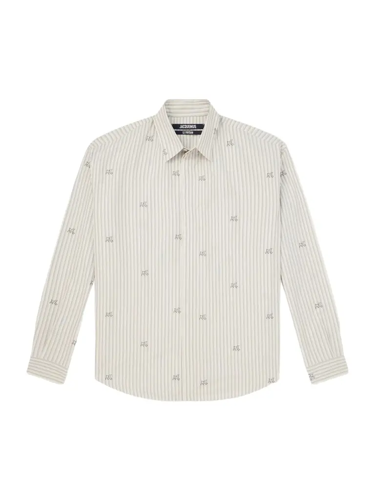 Jacquemus Embroidered Striped Cotton Shirt - Men