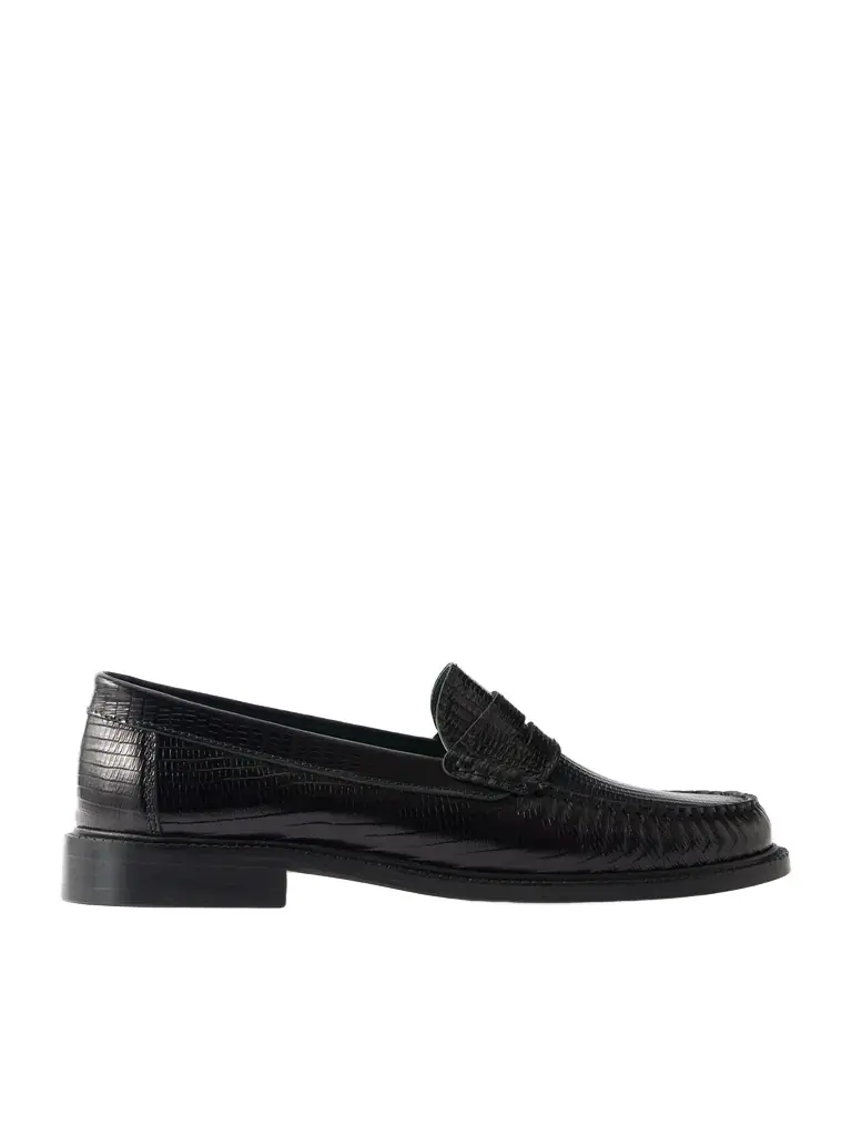 Vinny's Yardee Lizard-Effect Leather Penny Loafers - Men
