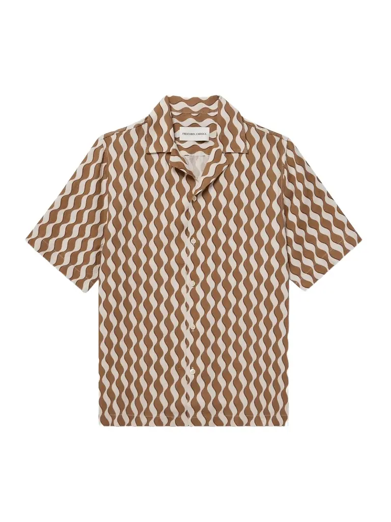 Frescobol Carioca Roberto Camp-Collar Printed Linen Shirt - Men