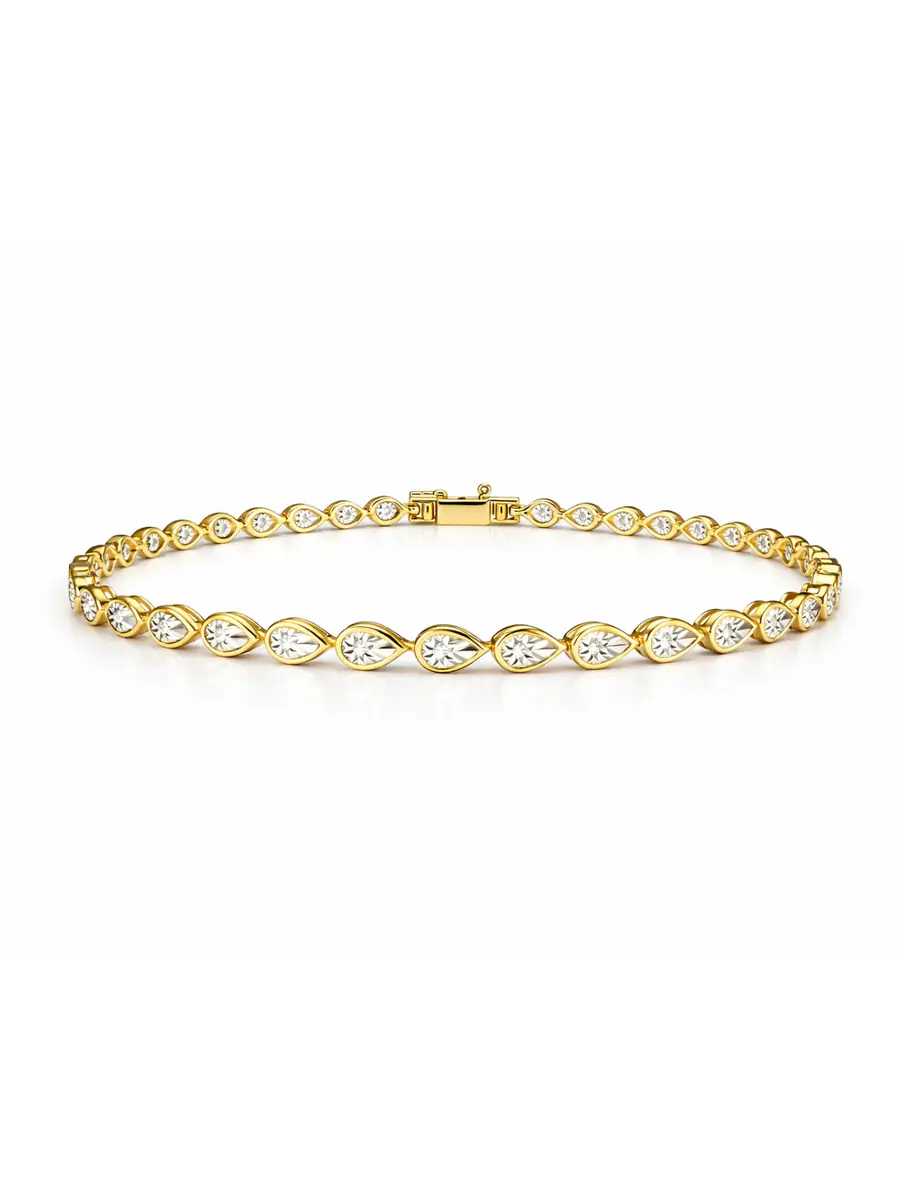 Wish Fine Jewelry 0.18ct Diamond 14K Gold Tennis Bracelet