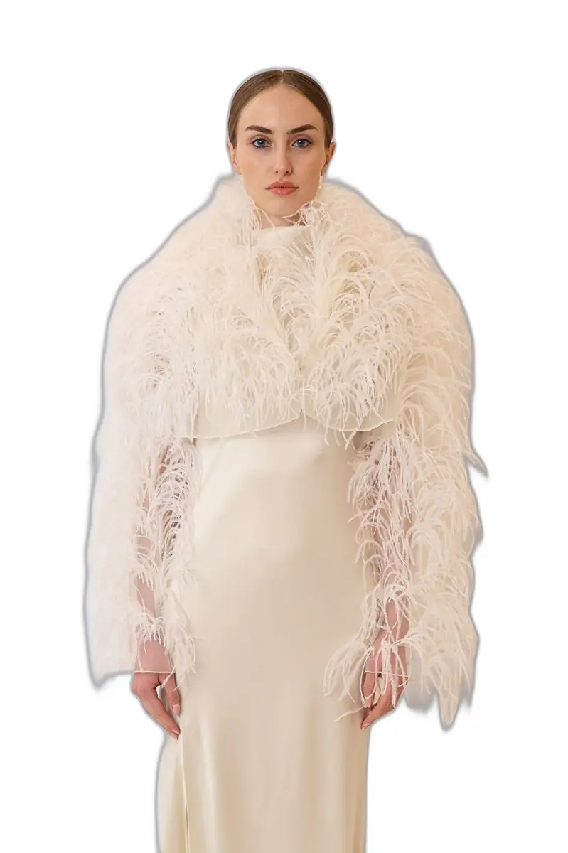 LAPOINTE Marbled Feathers Cropped Jacket