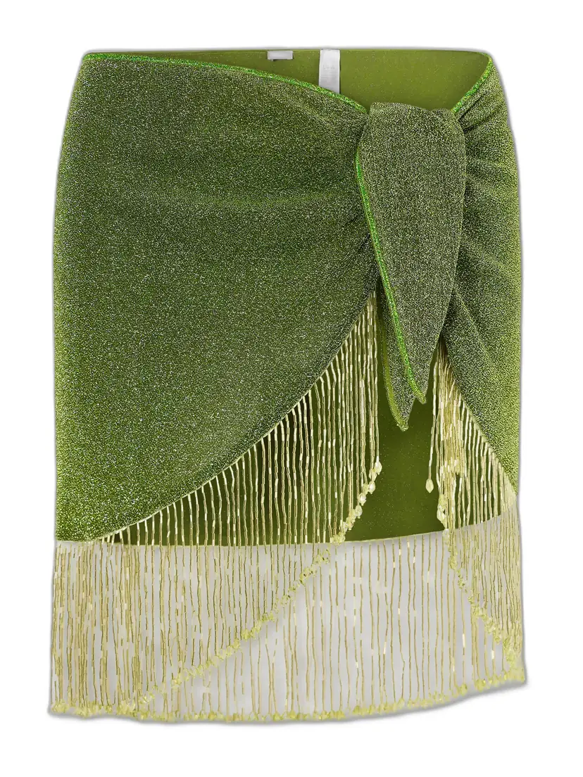 Oséree Lumière 20s Pearls Embellished Lurex Pareo