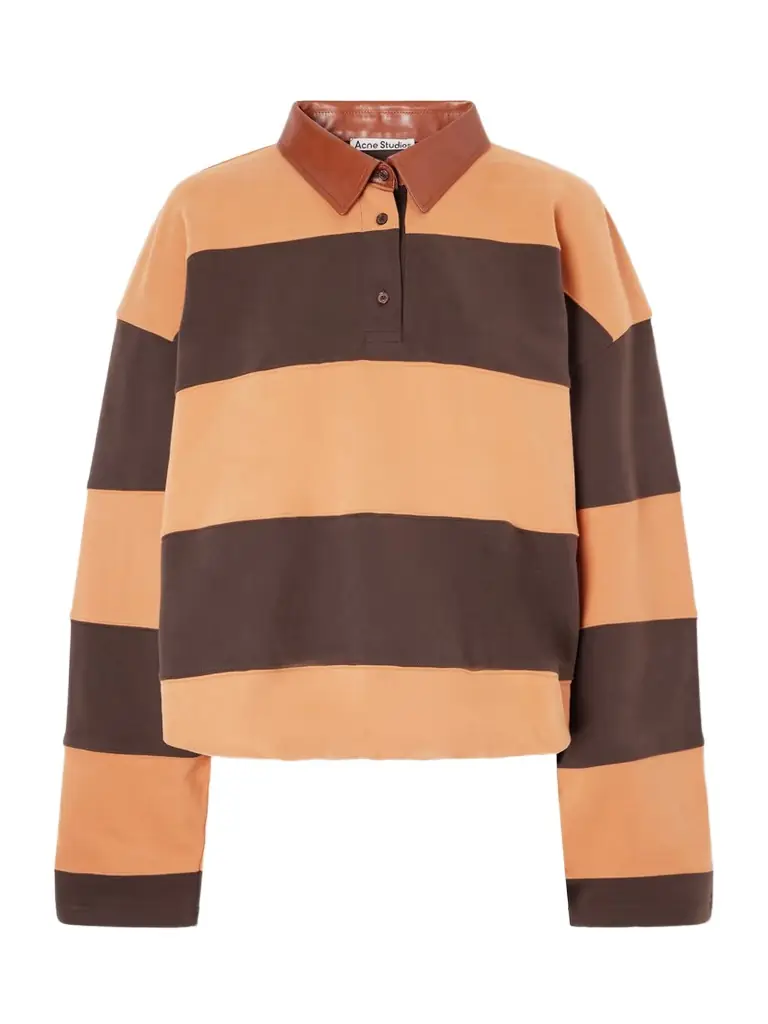 Acne Studios Folio Leather-trimmed Striped Cotton-jersey Sweatshirt