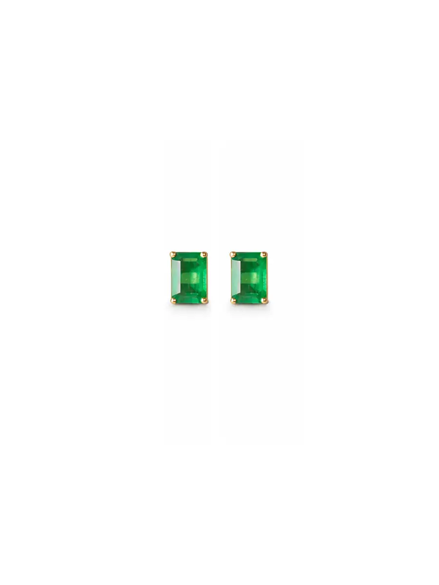 Wish Fine Jewelry 1.68ct Emerald 18K Gold Halo Stud Earrings