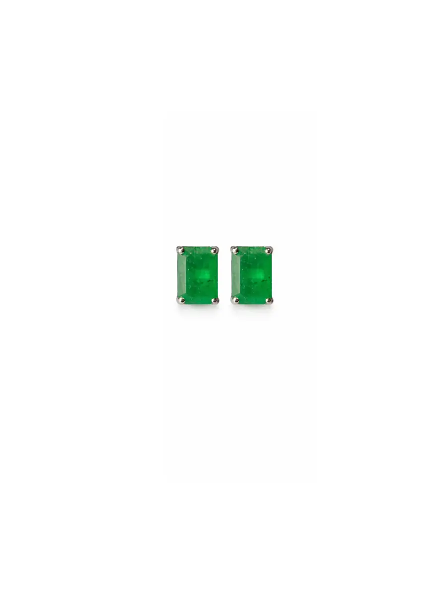 Wish Fine Jewelry 2.08ct Emerald 18K Gold Halo Stud Earrings