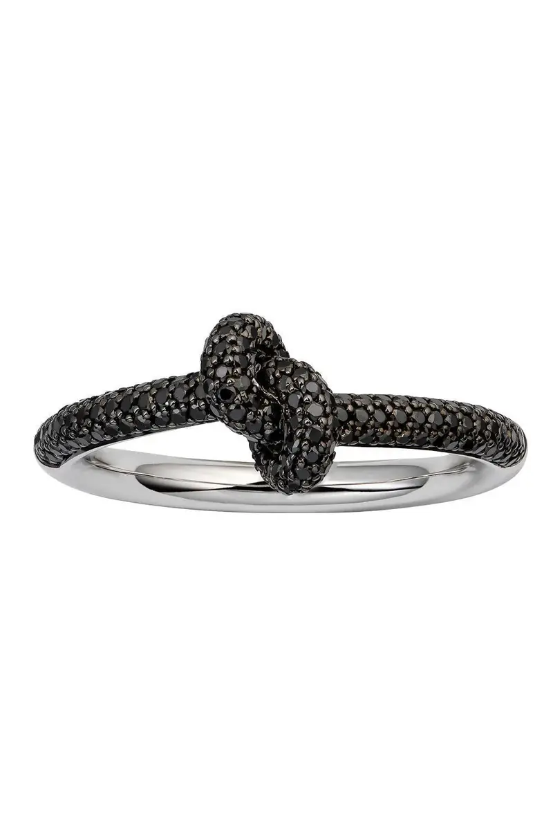 Engelbert 1920 Black Diamond Pave Mini Legacy Knot Ring