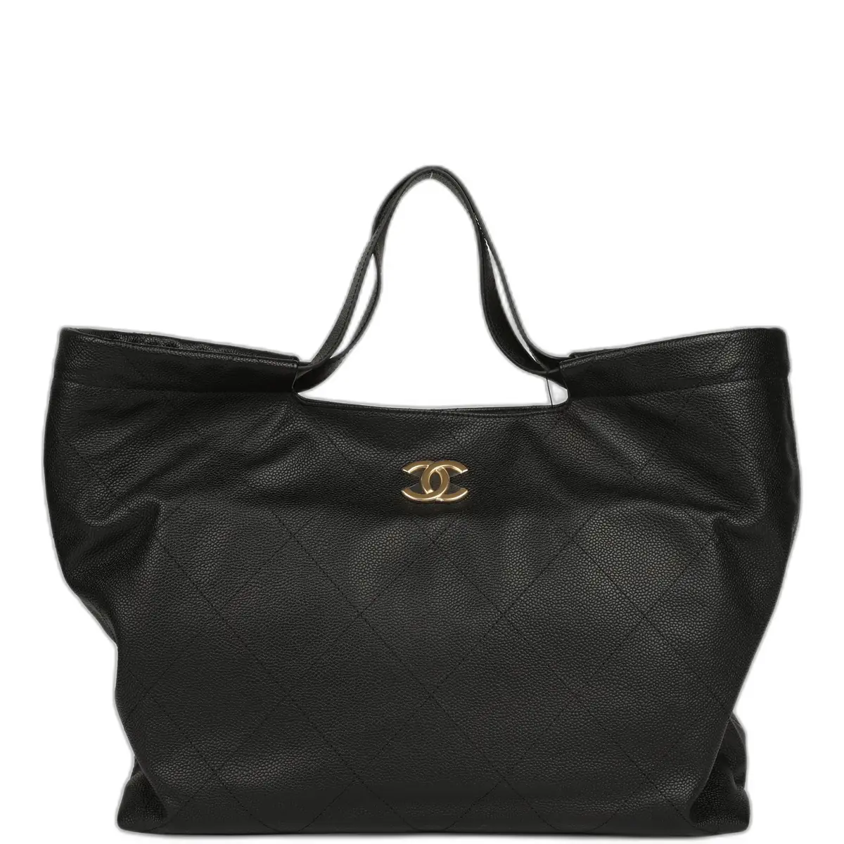 Chanel Chanel Maxi Coco Shopping Bag Black Caviar Brushed Gold Hardware