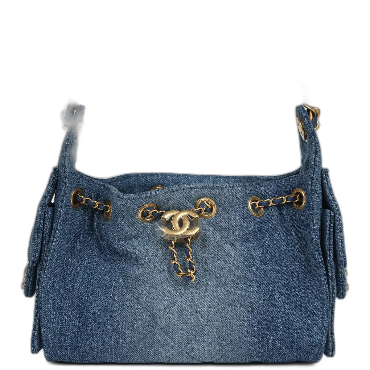 Chanel Chanel Mini 25 Hobo Bag Blue Washed Denim Antique Gold Hardware