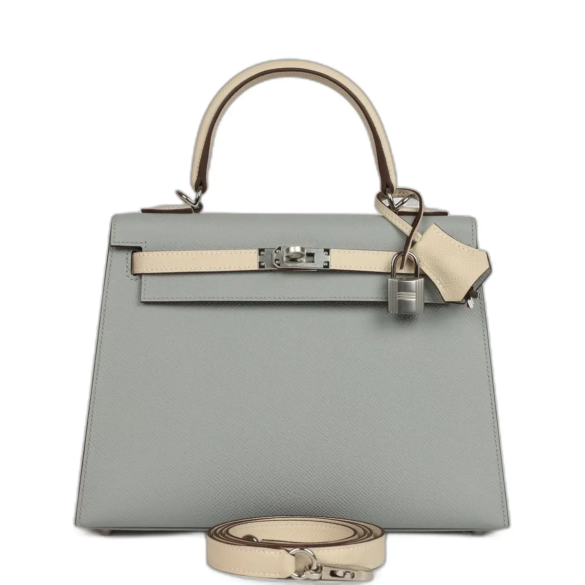 hermes Hermes Special Order (HSS) Kelly Sellier 25 Bleu Glacier and Craie Epsom Palladium Hardware