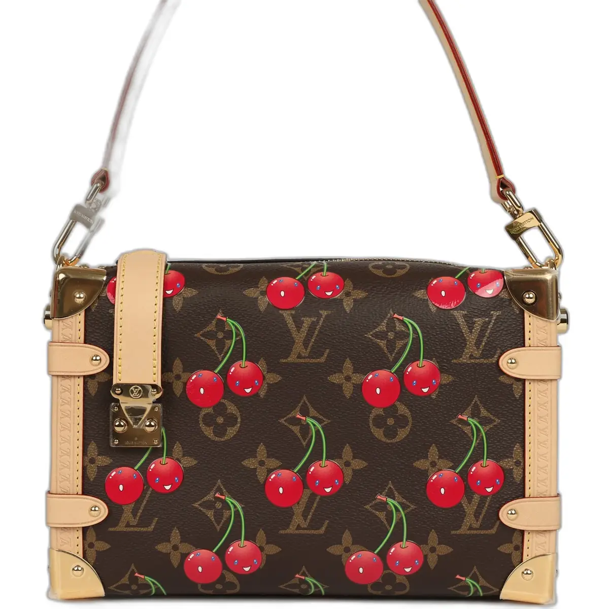 Louis Vuitton Louis Vuitton x Takashi Murakami Cheries Side Trunk MM Brown and Red Cherry Monogram Gold Hardware