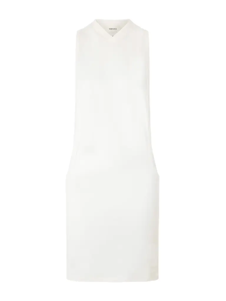 Versace Sleeveless Embroidered Stretch-cotton Jersey Dress