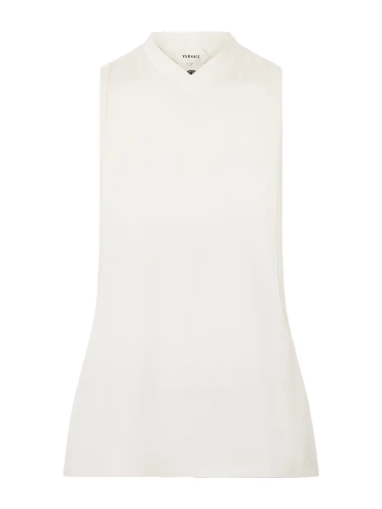 Versace Sleeveless Embroidered Stretch-cotton Jersey Tank Top
