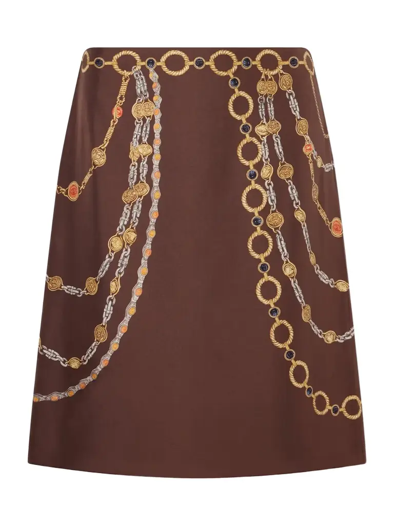 Versace Printed Silk-twill Knee-length Skirt