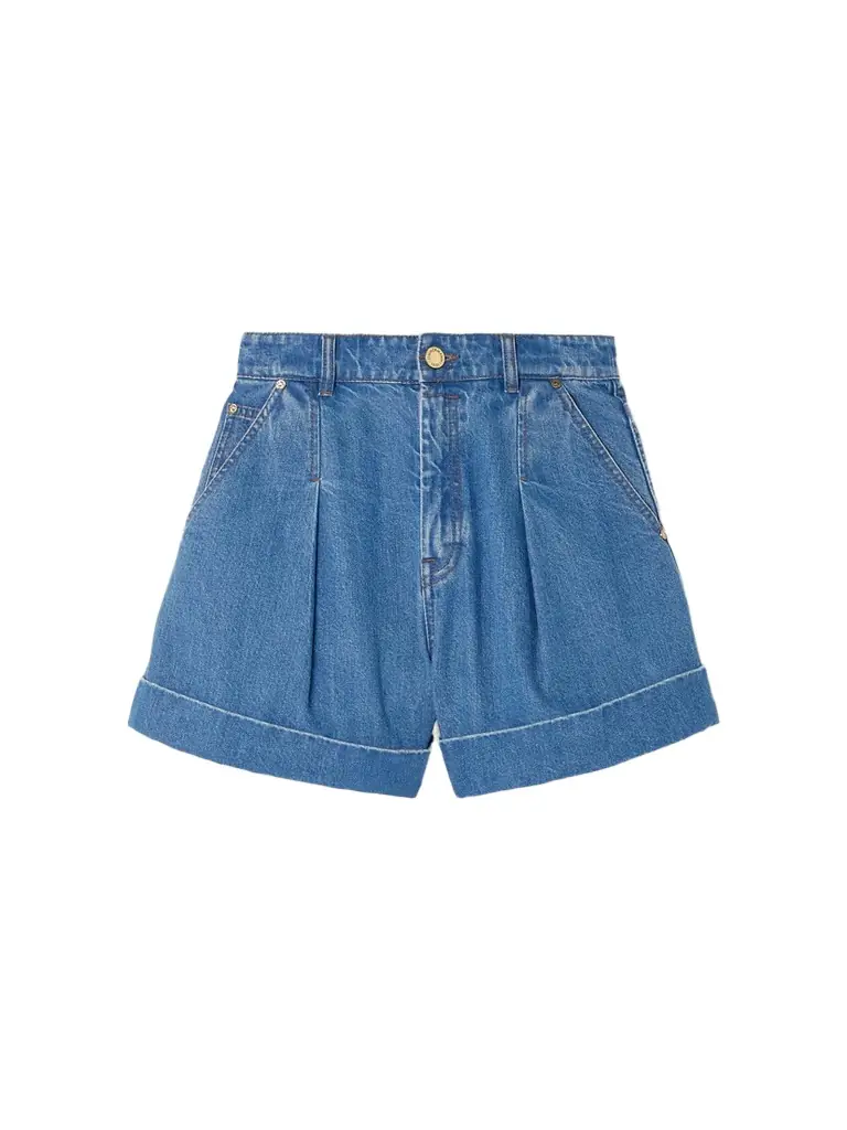 Zimmermann Pleated Denim Shorts