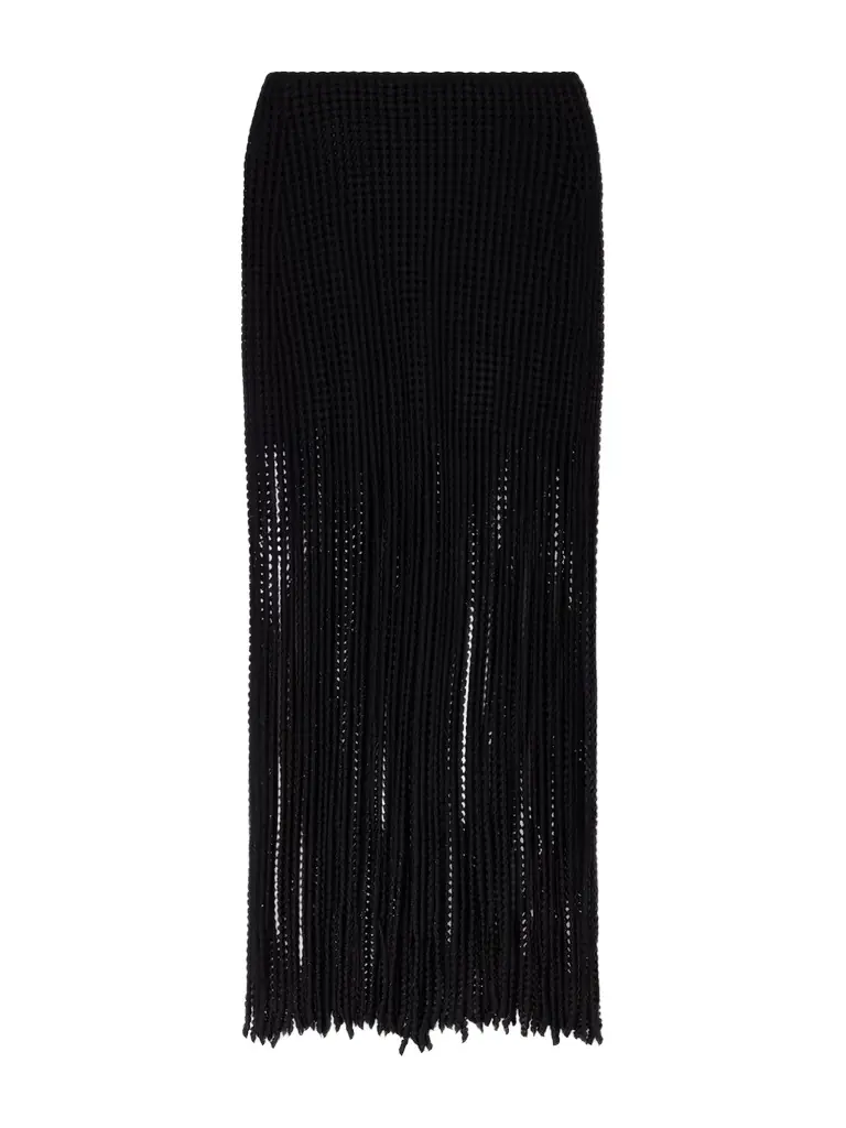 Alaïa Knitted Fringed Midi Skirt