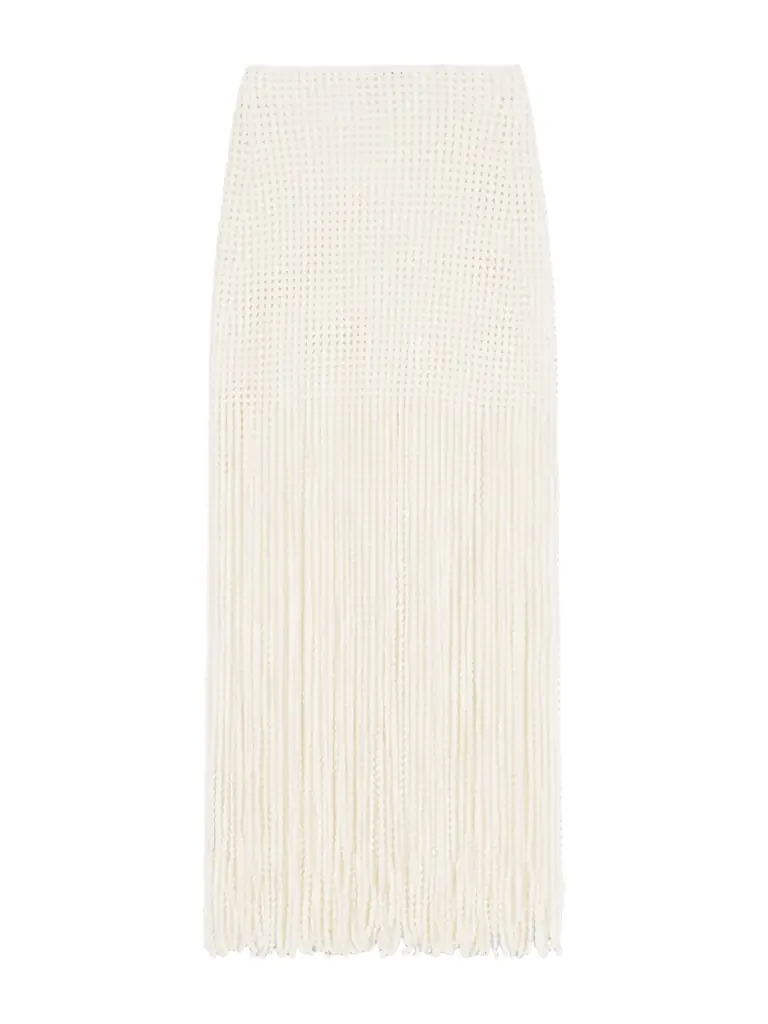 Alaïa Knitted Fringed Midi Skirt
