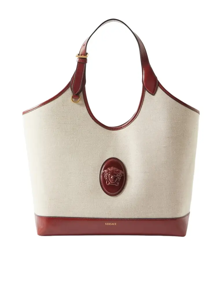 Versace Leather-trimmed Canvas Tote