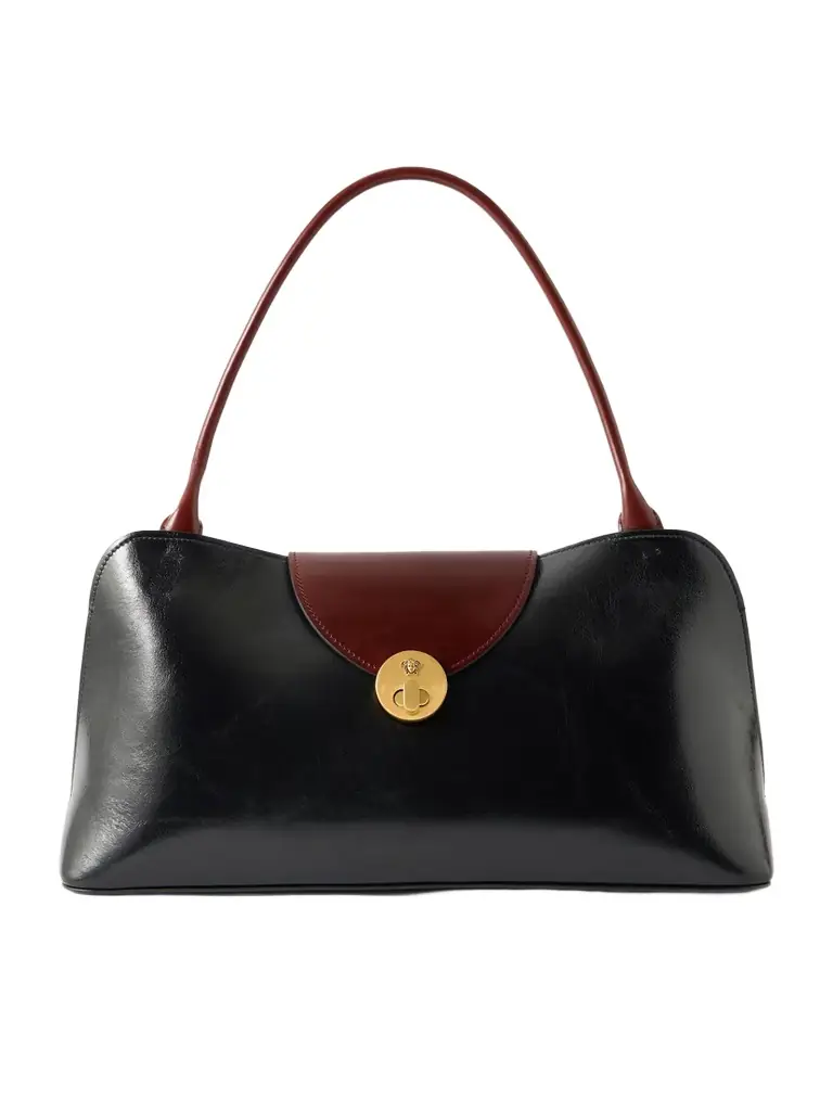 Versace Vivian Medium Two-tone Textured-leather Shoulder Bag