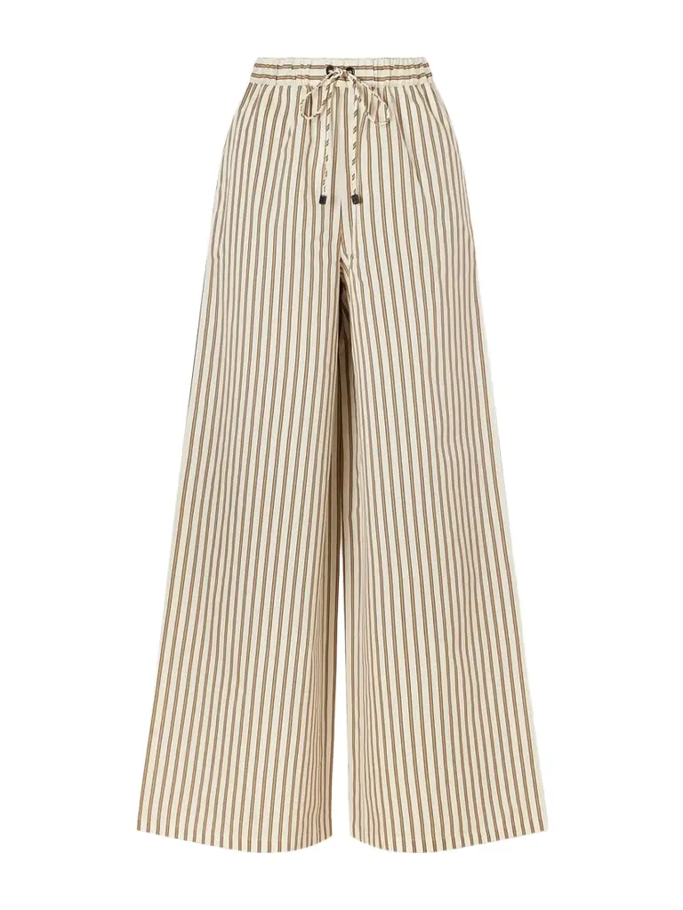 Max Mara Striped Cotton And Silk-blend Pants