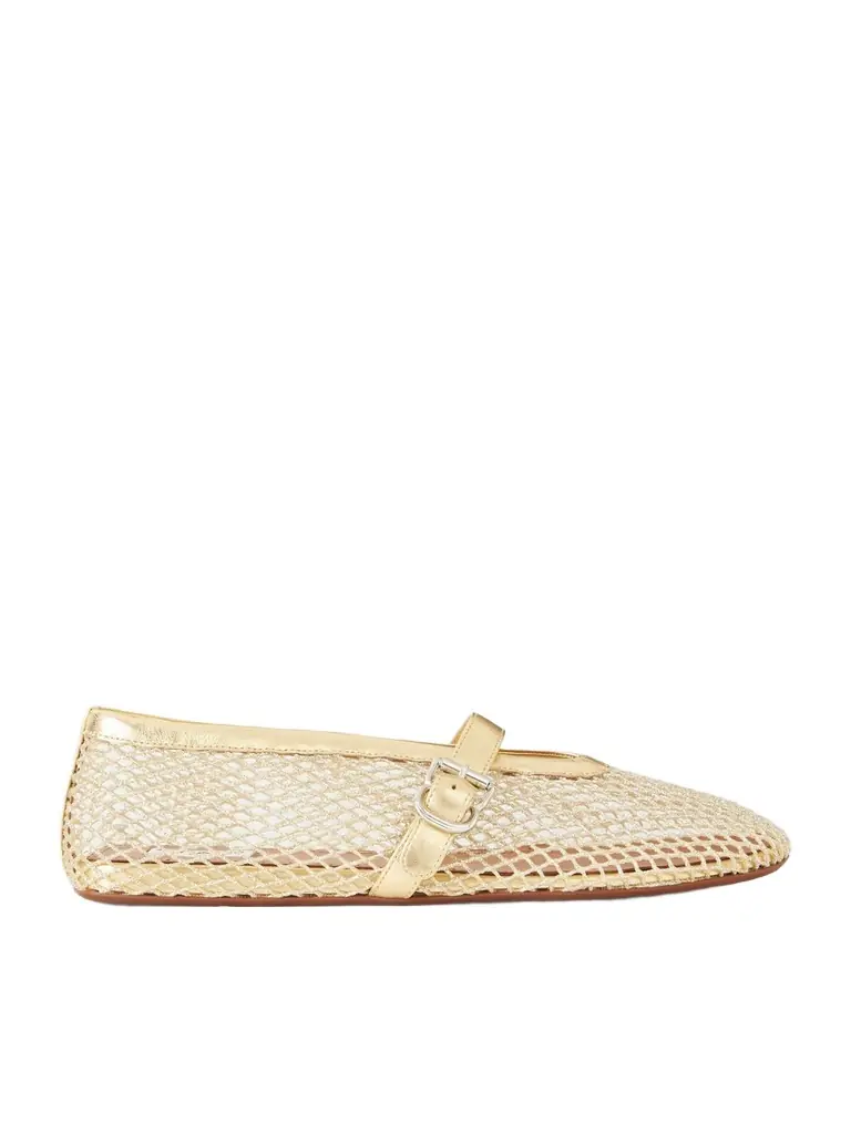 Alaïa Metallic Leather-trimmed Mesh Ballet Flats