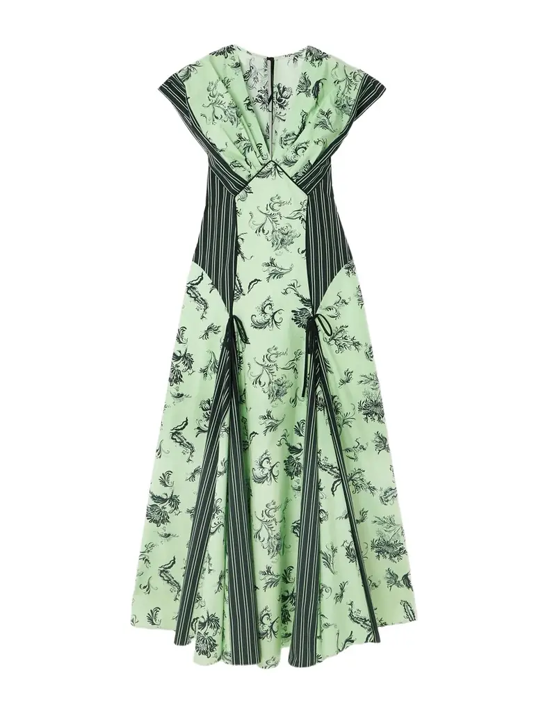Rosie Assoulin Push Me To The Edge Paneled Printed Cotton-poplin Maxi Dress