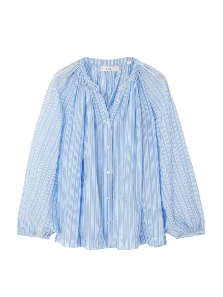 DÔEN Jonie Striped Organic Cotton-voile Blouse