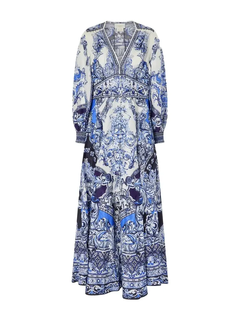 Camilla Crystal-embellished Printed Linen And Silk-blend Maxi Dress