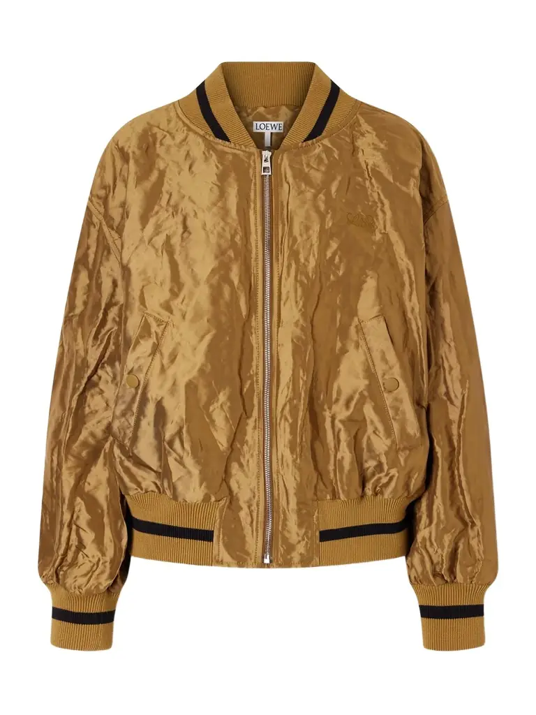 Loewe Anagram Crinkled Satin-twill Bomber Jacket