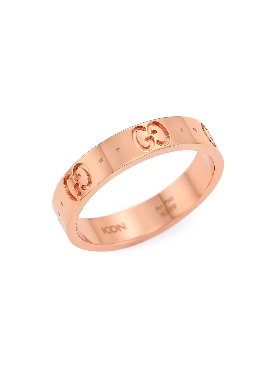 Gucci Men's Unisex Icon Thin Band 18K Rose Gold Ring