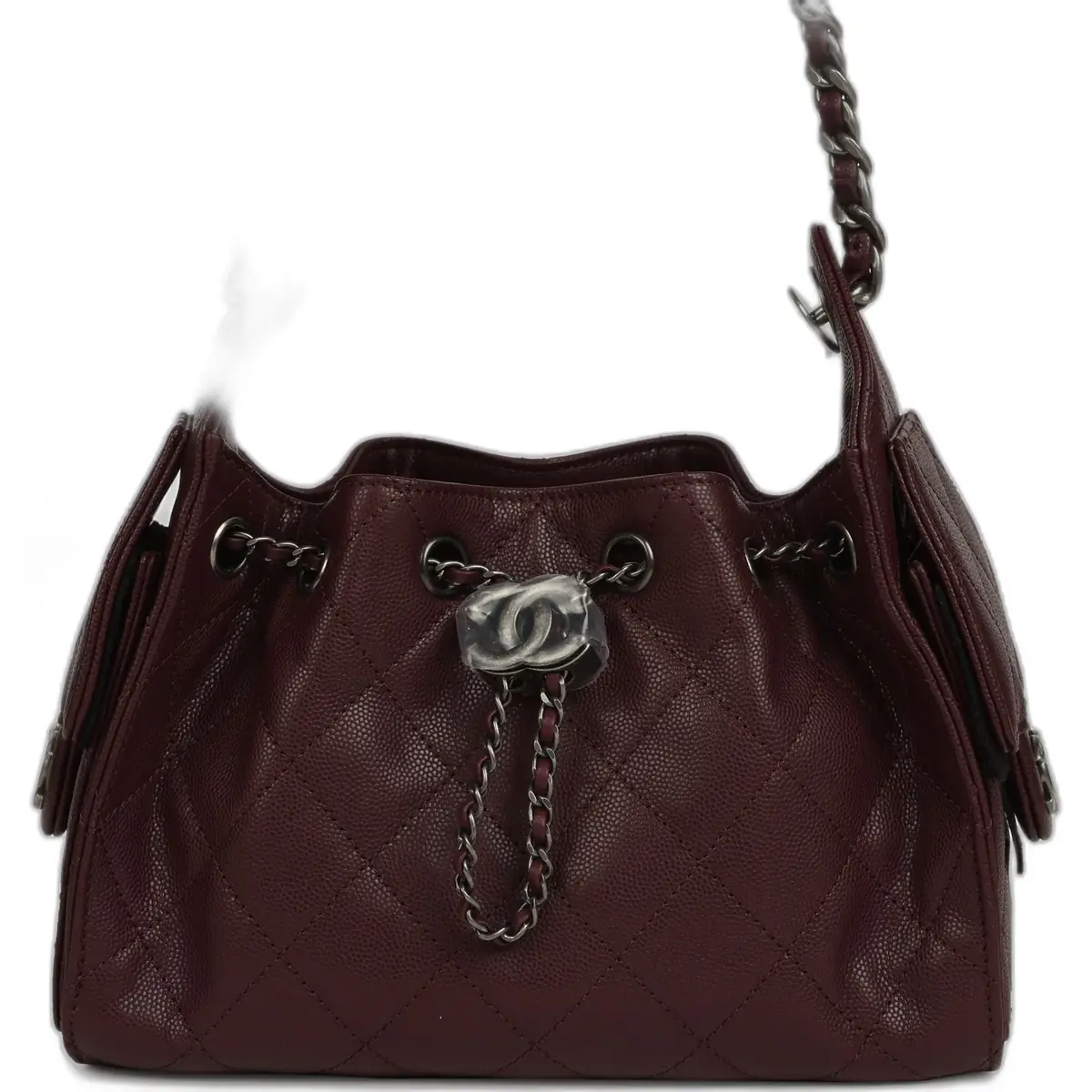 Chanel Chanel Mini 25 Hobo Bag Burgundy Caviar Aged Ruthenium Hardware