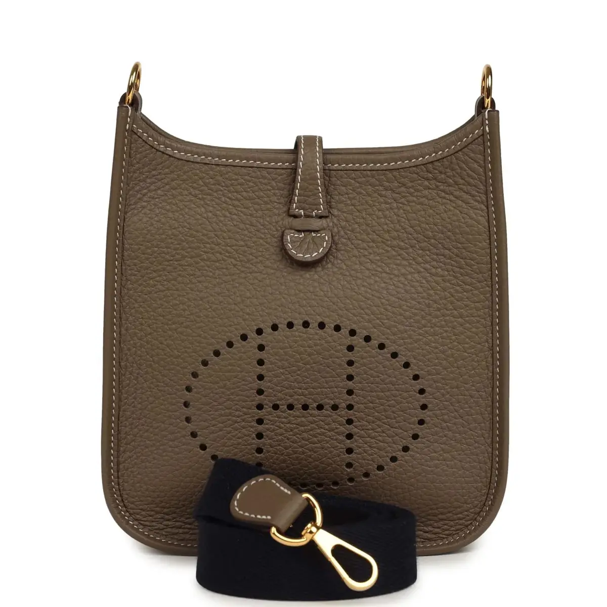 hermes Pre-owned Hermes Evelyne TPM Etoupe Clemence Gold Hardware