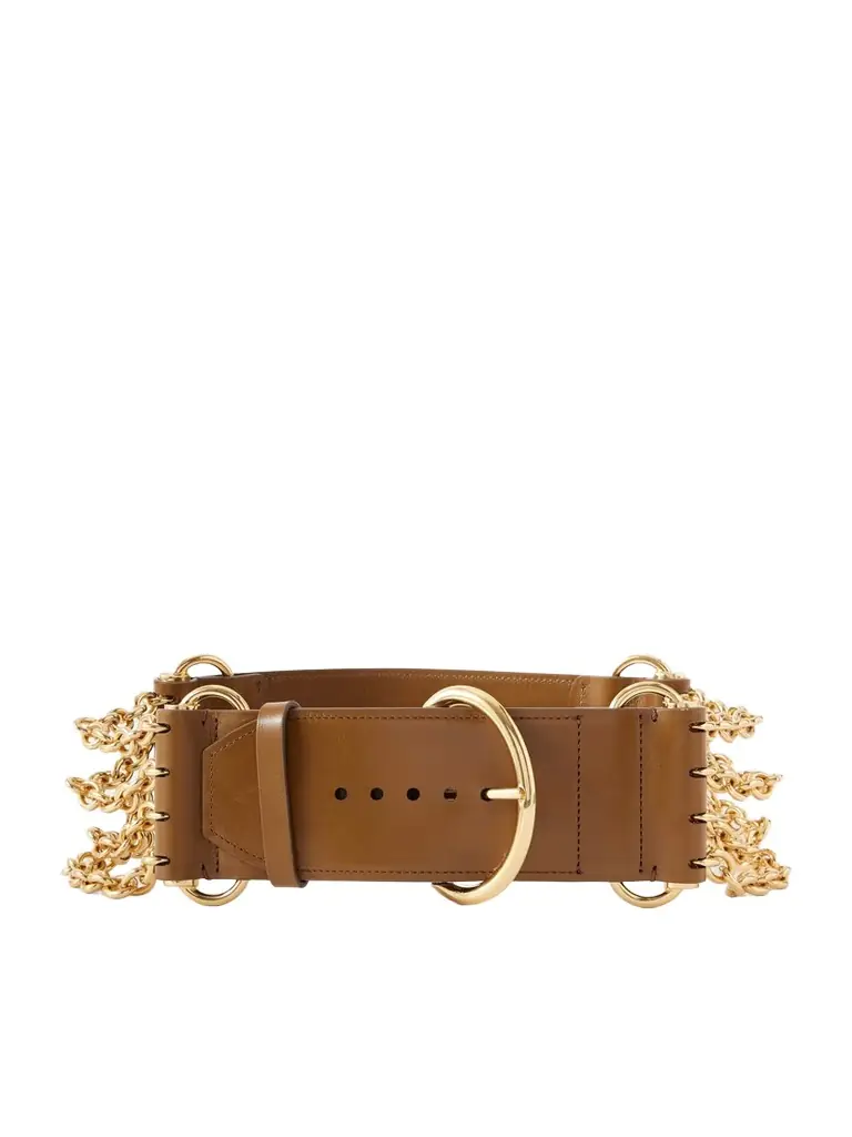 Chloé 6.5 Cm Gold-tone And Leather Waist Belt