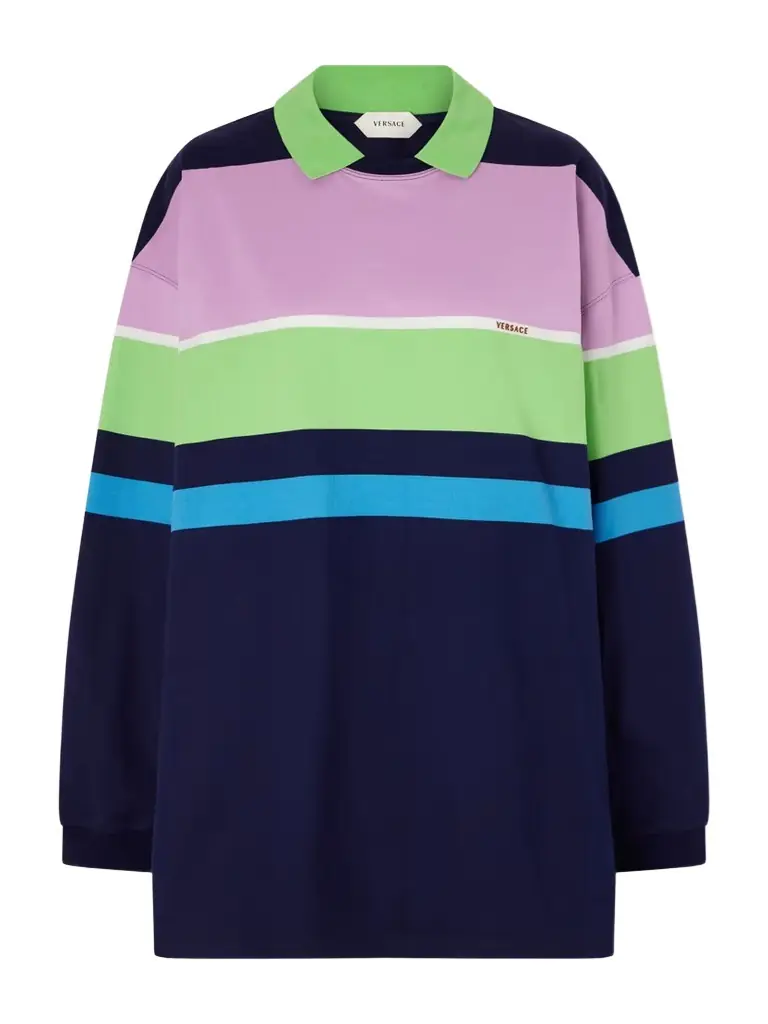 Versace Embroidered Striped Cotton-jersey Sweater