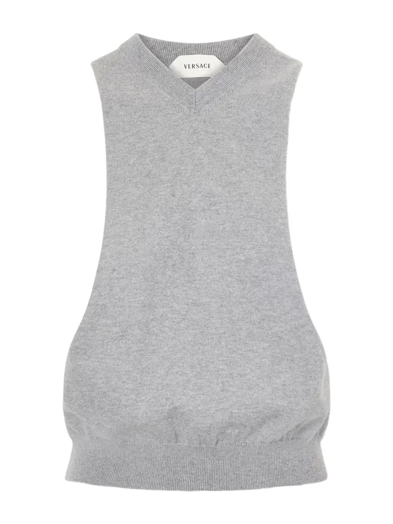 Versace Cut-out Knitted Cotton Vest