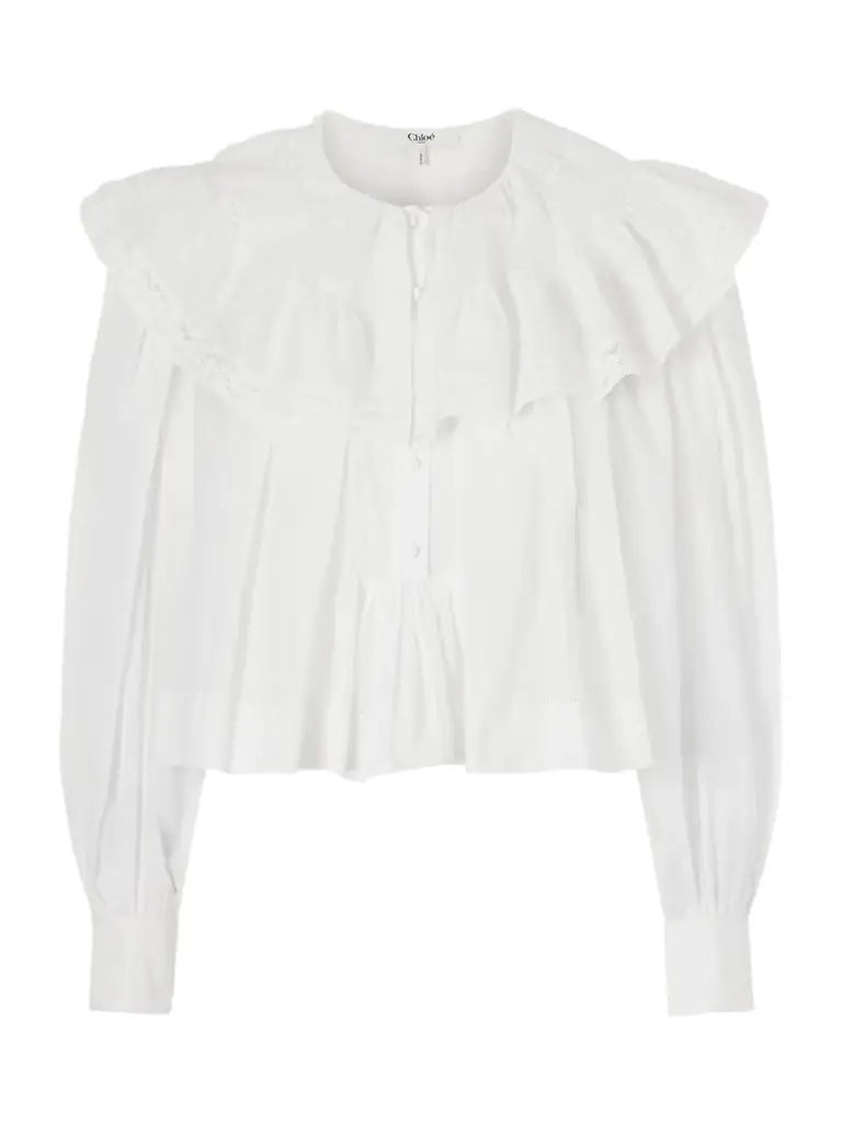 Chloé Ruffled Cotton-voile Blouse