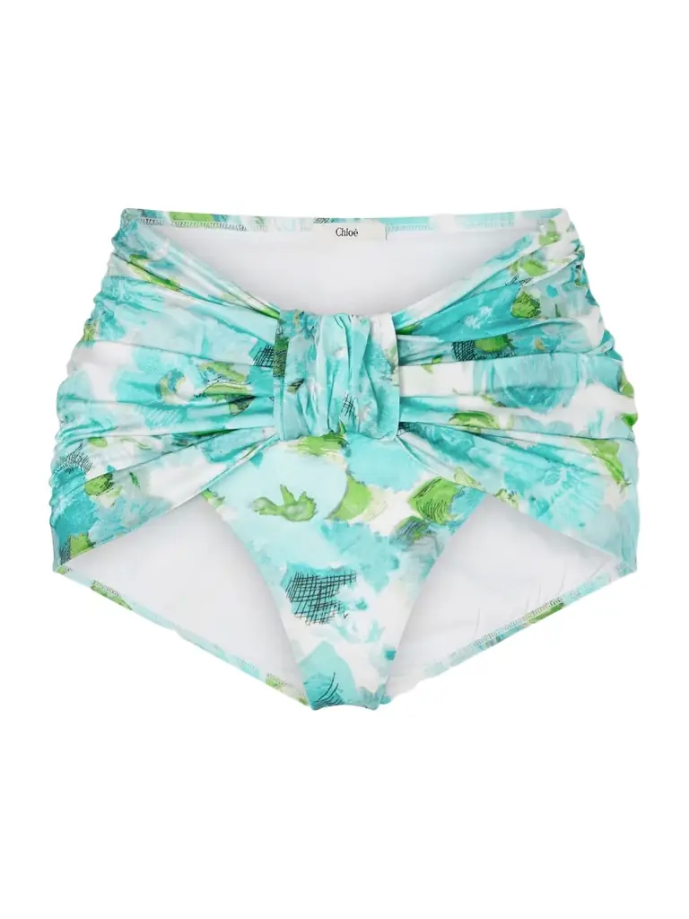Chloé Ruched Floral-print Bikini Briefs