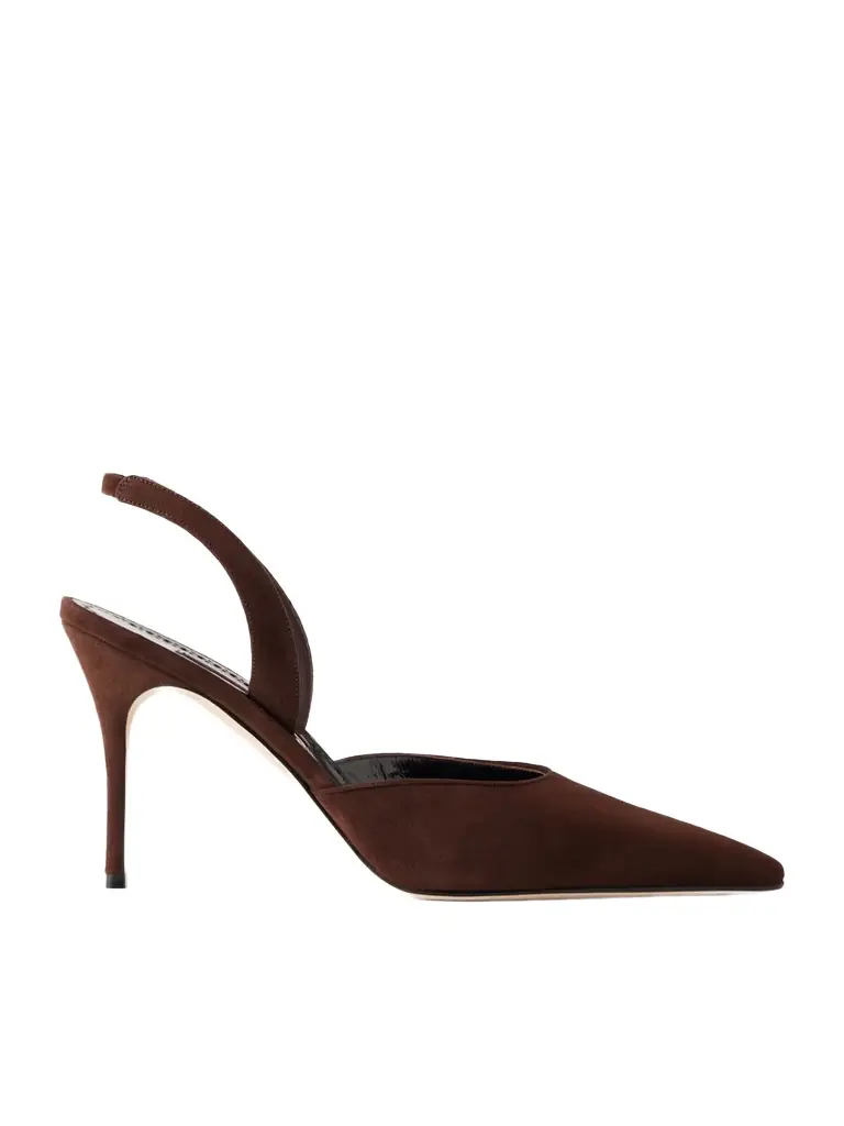 Manolo Blahnik Borelapla 90 Suede Slingback Pumps