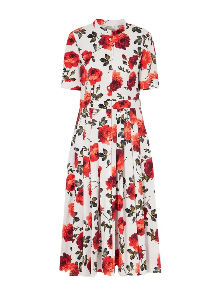 Carolina Herrera Floral-print Cotton-blend Poplin Midi Dress