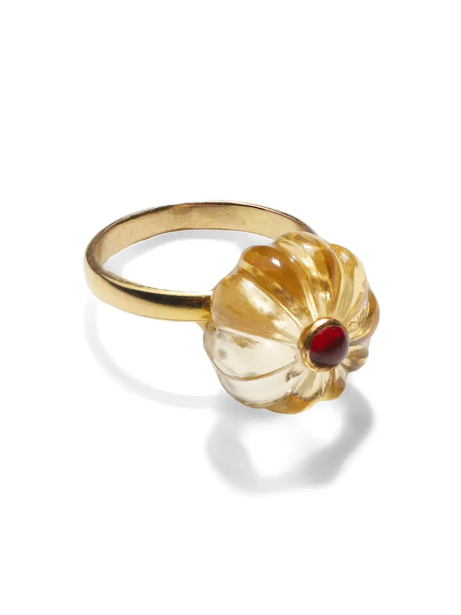 The Gem Palace 18k Yellow Gold Citrine and Ruby Ring